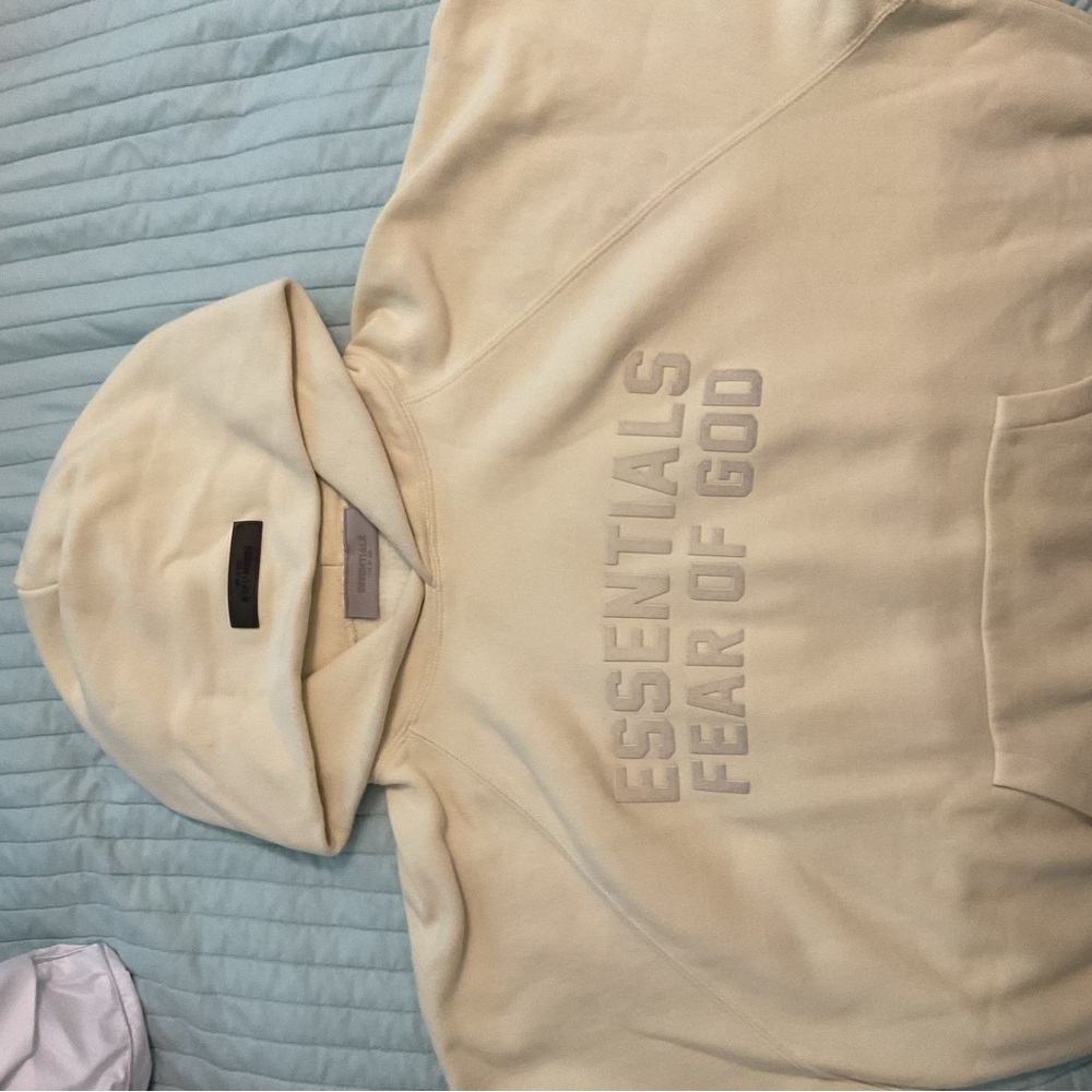 Essentials Cream Casual Sweater with Logo Detailing